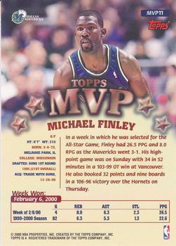 1999-00 Topps - MVP Promotion Prizes #MVP11 Michael Finley Back