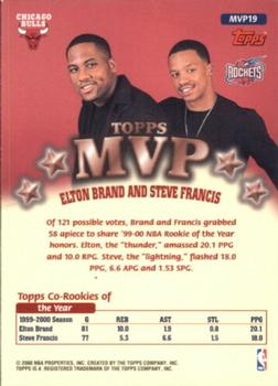 1999-00 Topps - MVP Promotion Prizes #MVP19 Elton Brand / Steve Francis Back