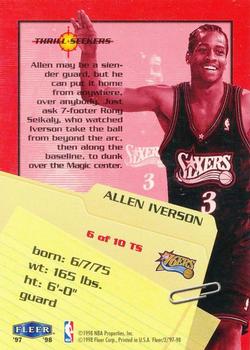 1997-98 Fleer - Thrill Seekers #6TS Allen Iverson Back