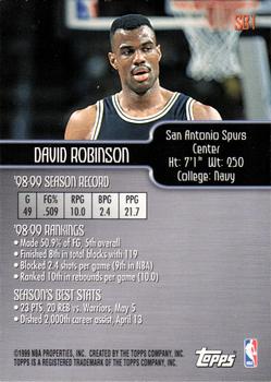 1999-00 Topps - Season's Best #SB1 David Robinson Back