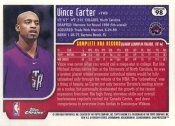 1999-00 Topps Chrome - Refractors #98 Vince Carter Back