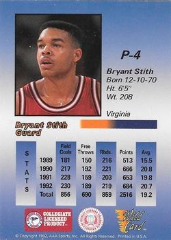 1991-92 Wild Card - 1992-93 Wild Card Prototypes 5 Stripe #P-4 Bryant Stith Back