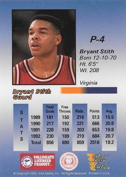 1991-92 Wild Card - 1992-93 Wild Card Prototypes 1000 Stripe #P-4 Bryant Stith Back