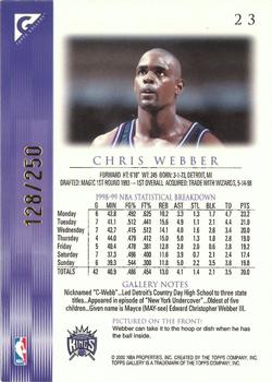 1999-00 Topps Gallery - Player's Private Issue #23 Chris Webber Back