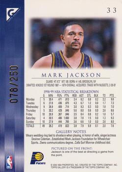 1999-00 Topps Gallery - Player's Private Issue #33 Mark Jackson Back