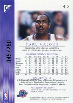 1999-00 Topps Gallery - Player's Private Issue #45 Karl Malone Back