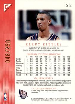 1999-00 Topps Gallery - Player's Private Issue #62 Kerry Kittles Back