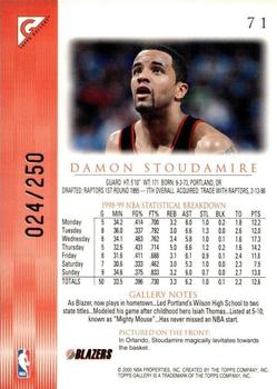 1999-00 Topps Gallery - Player's Private Issue #71 Damon Stoudamire Back