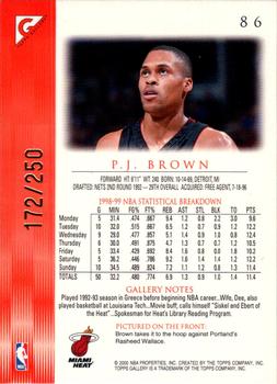1999-00 Topps Gallery - Player's Private Issue #86 P.J. Brown Back