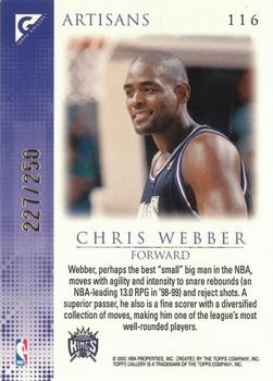 1999-00 Topps Gallery - Player's Private Issue #116 Chris Webber Back