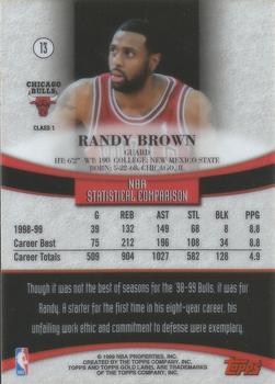 1999-00 Topps Gold Label - Class 1 Black Label #13 Randy Brown Back