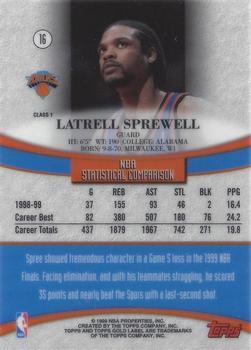 1999-00 Topps Gold Label - Class 1 Black Label #16 Latrell Sprewell Back