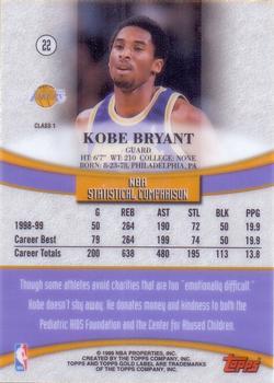 1999-00 Topps Gold Label - Class 1 Black Label #22 Kobe Bryant Back