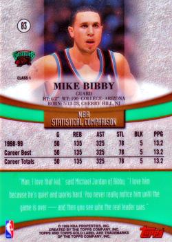 1999-00 Topps Gold Label - Class 1 Black Label #83 Mike Bibby Back