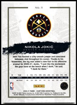 2020-21 Panini Court Kings #11 Nikola Jokic Back