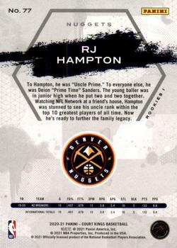 2020-21 Panini Court Kings #77 RJ Hampton Back