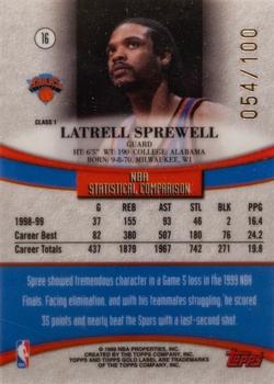 1999-00 Topps Gold Label - Class 1 Red Label #16 Latrell Sprewell Back