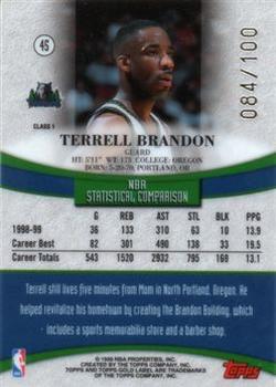 1999-00 Topps Gold Label - Class 1 Red Label #45 Terrell Brandon Back