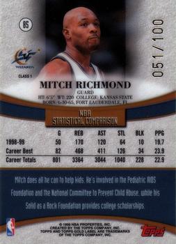 1999-00 Topps Gold Label - Class 1 Red Label #85 Mitch Richmond Back