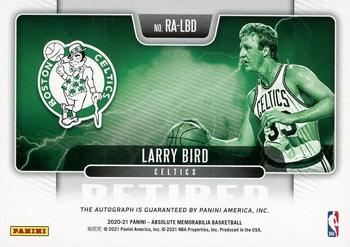 2020-21 Panini Absolute Memorabilia - Retired Autographs Level 2 #RA-LBD Larry Bird Back