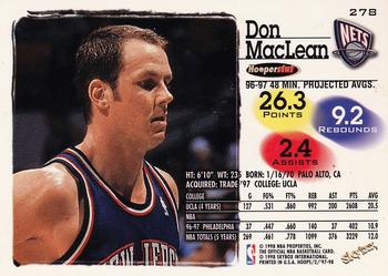 1997-98 Hoops #278 Don MacLean Back