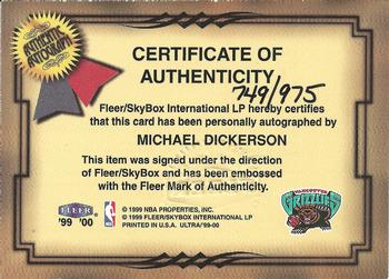 1999-00 Ultra - Fresh Ink #NNO Michael Dickerson Back