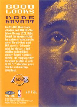 1999-00 Ultra - Good Looks #6 GL Kobe Bryant Back