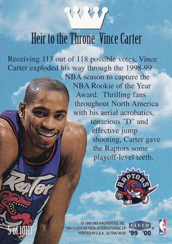 1999-00 Ultra - Heir to the Throne #5 HT Vince Carter Back