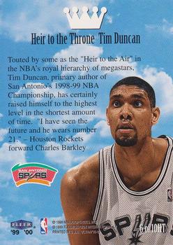 1999-00 Ultra - Heir to the Throne #6 HT Tim Duncan Back