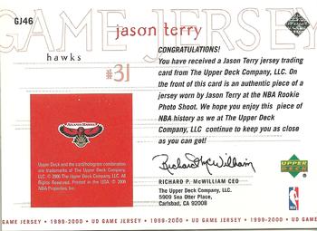 1999-00 Upper Deck - Game Jerseys Century Club #GJ46 Jason Terry Back