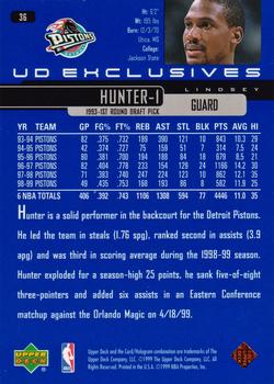 1999-00 Upper Deck - UD Exclusives #36 Lindsey Hunter Back