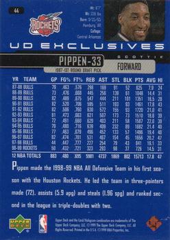 1999-00 Upper Deck - UD Exclusives #44 Scottie Pippen Back