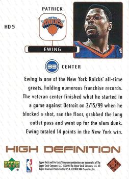 1999-00 Upper Deck - High Definition #HD 5 Patrick Ewing Back