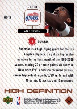 1999-00 Upper Deck - High Definition #HD 13 Derek Anderson Back