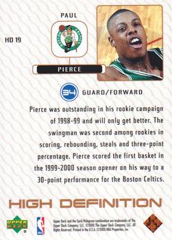 1999-00 Upper Deck - High Definition #HD 19 Paul Pierce Back