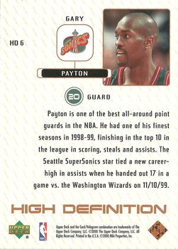 1999-00 Upper Deck - High Definition #HD 6 Gary Payton Back