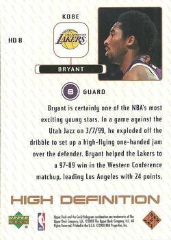 1999-00 Upper Deck - High Definition #HD 8 Kobe Bryant Back