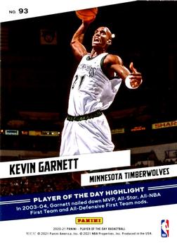 2020-21 Panini Player of the Day #93 Kevin Garnett Back