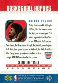 1999-00 Upper Deck - Basketball Heroes: Julius Erving #H47 Julius Erving Back