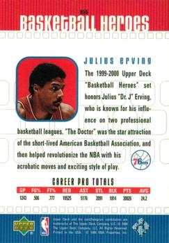 1999-00 Upper Deck - Basketball Heroes: Julius Erving #H55 Julius Erving Back