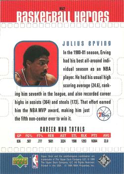 1999-00 Upper Deck - Basketball Heroes: Julius Erving #H52 Julius Erving Back