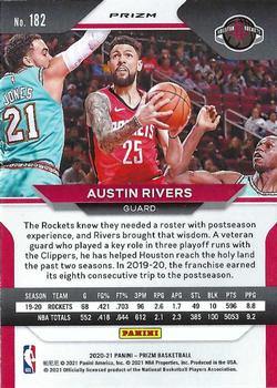 2020-21 Panini Prizm - Red, White and Blue Prizms #182 Austin Rivers Back