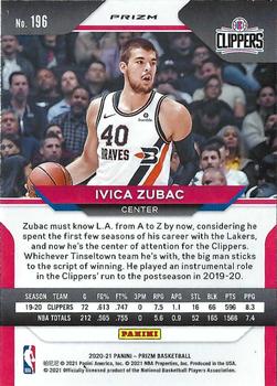 2020-21 Panini Prizm - Red, White and Blue Prizms #196 Ivica Zubac Back