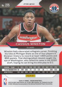 2020-21 Panini Prizm - Red, White and Blue Prizms #275 Cassius Winston Back