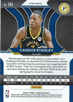 2020-21 Panini Prizm - Red, White and Blue Prizms #285 Cassius Stanley Back