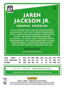 2020-21 Donruss Optic #16 Jaren Jackson Jr. Back