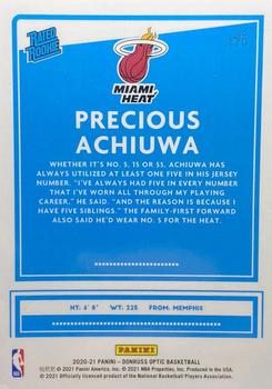2020-21 Donruss Optic #170 Precious Achiuwa Back