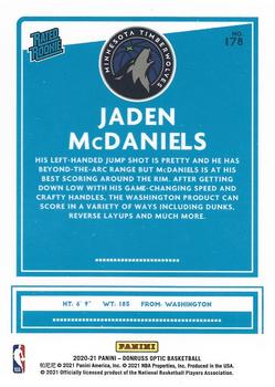 2020-21 Donruss Optic #178 Jaden McDaniels Back