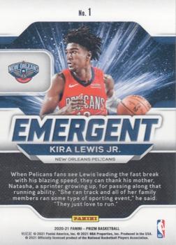 2020-21 Panini Prizm - Emergent #1 Kira Lewis Jr. Back