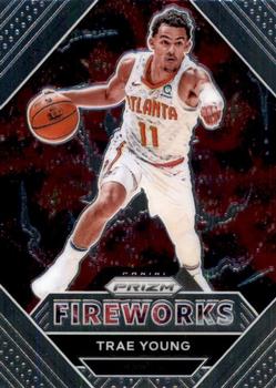 2020-21 Panini Prizm - Fireworks #28 Trae Young Front